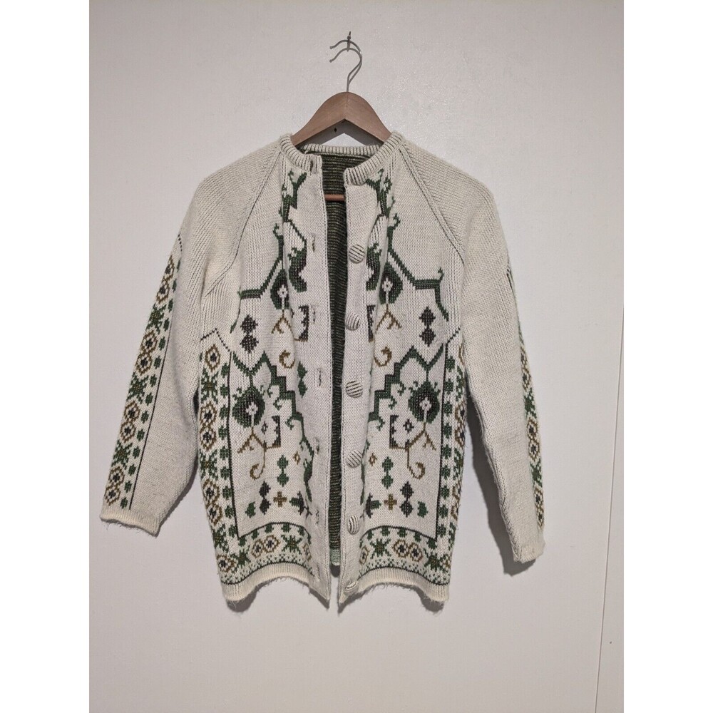Vintage 60s Cardigan Sweater Bohemian Raglan Sleeves Acrylic Unique Fairy B41 M
